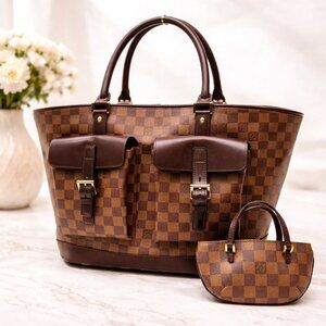 Authentic Louis Vuitton Manosque GM Damier Ebene Tote Bag/LV Shoulder Bag